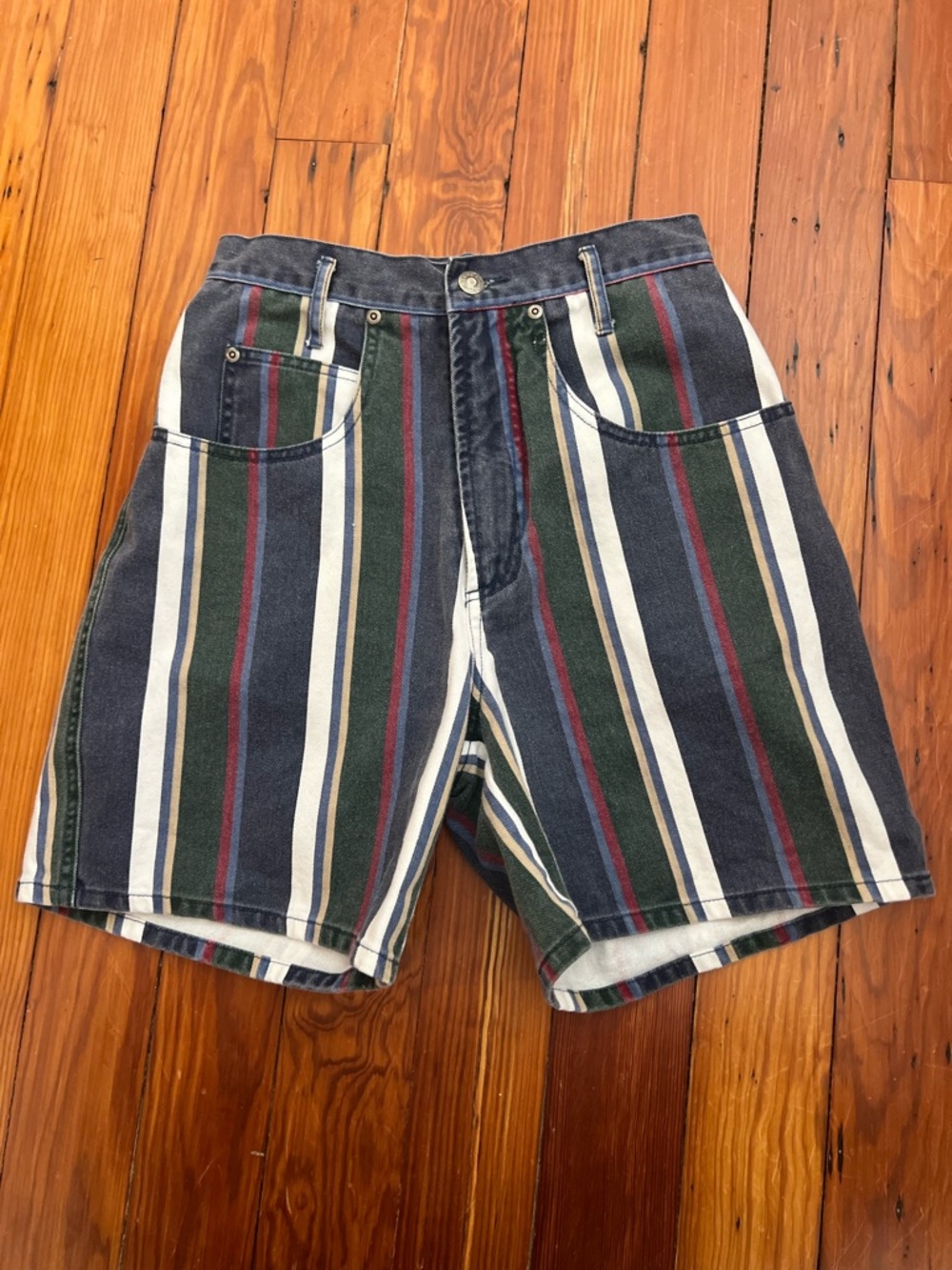 Vintage Nuovo County Seat striped jean shorts